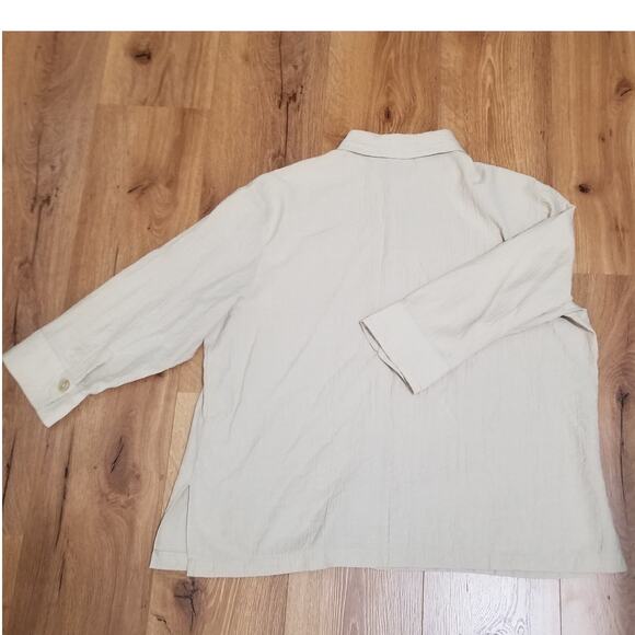 White Stage Beige Crinkle Blouse Button Up 3/4 Cuffed Sleeves Size XL (16-18) - Picture 3 of 10